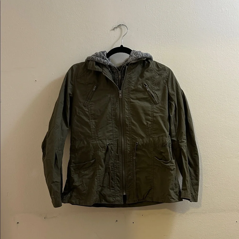 Olive Green Women's Jacket with Hood - Picture 1 of 8